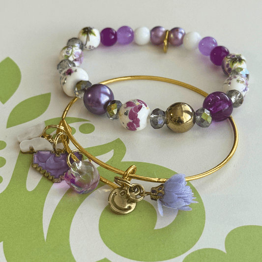 Glass Pearls & Porcelian Heart With A Floral Design | Porcelain Petals Handmade Jewelry Collection - Distinct Designs