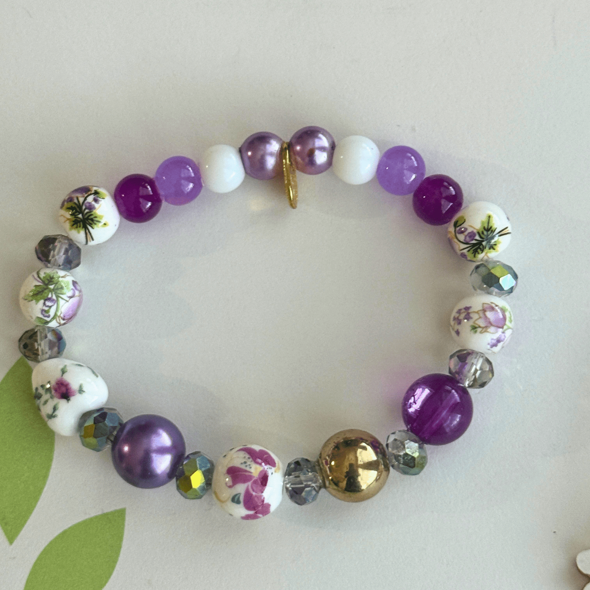 Glass Pearls & Porcelian Heart With A Floral Design | Porcelain Petals Handmade Jewelry Collection - Distinct Designs