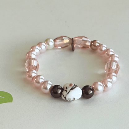 Glass Pearls & Porcelian Heart With A Floral Design | Porcelain Petals Handmade Jewelry Collection - Distinct Designs