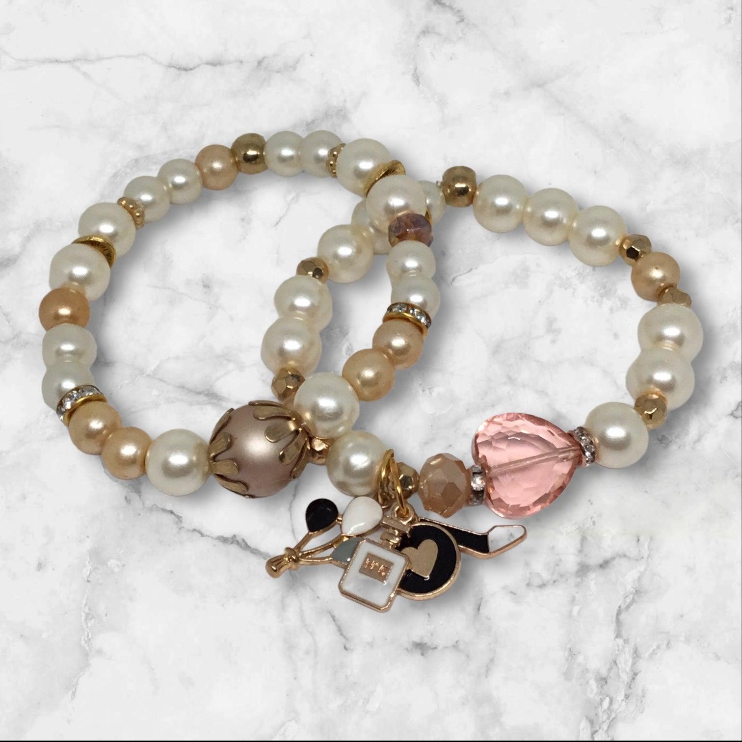 Golden Pearls Classy Bracelet Set - Classy Pearls - Distinct Designs
