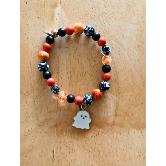 Halloween Beaded Stretch Charm Bracelet | Witchy Glow Handmade Jewelry - Distinct Designs