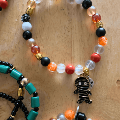 Halloween Glass Bead Stackable Stretch Bracelet | Witchy Glow Handmade Jewelery - Distinct Designs