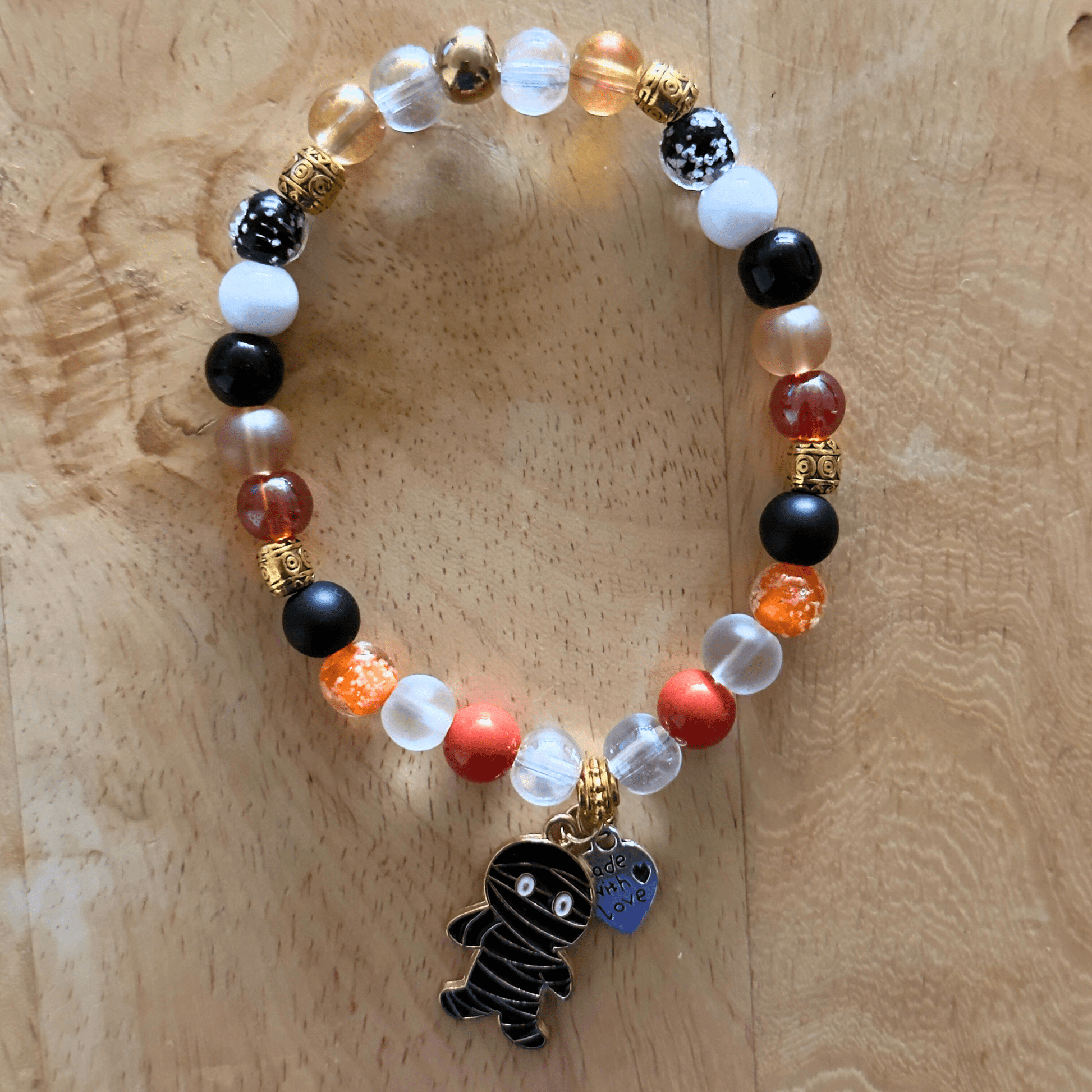 Halloween Glass Bead Stackable Stretch Bracelet | Witchy Glow Handmade Jewelery - Distinct Designs
