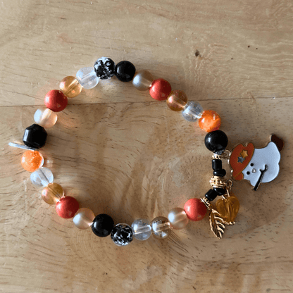 Halloween Glass Beads Stretch Stackable Bracelet | Witchy Glow Handmade Jewelry - Distinct Designs