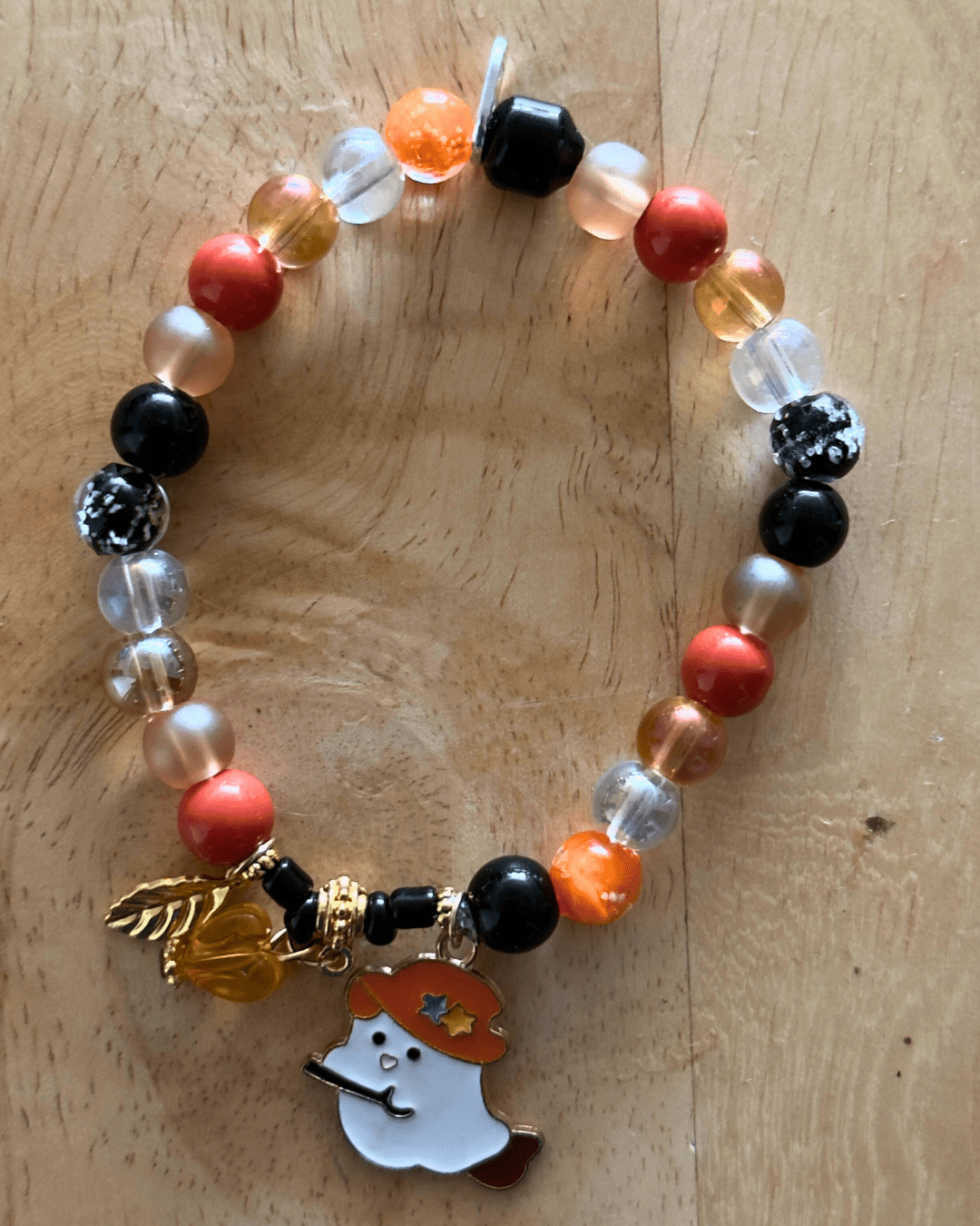 Halloween Glass Beads Stretch Stackable Bracelet | Witchy Glow Handmade Jewelry - Distinct Designs