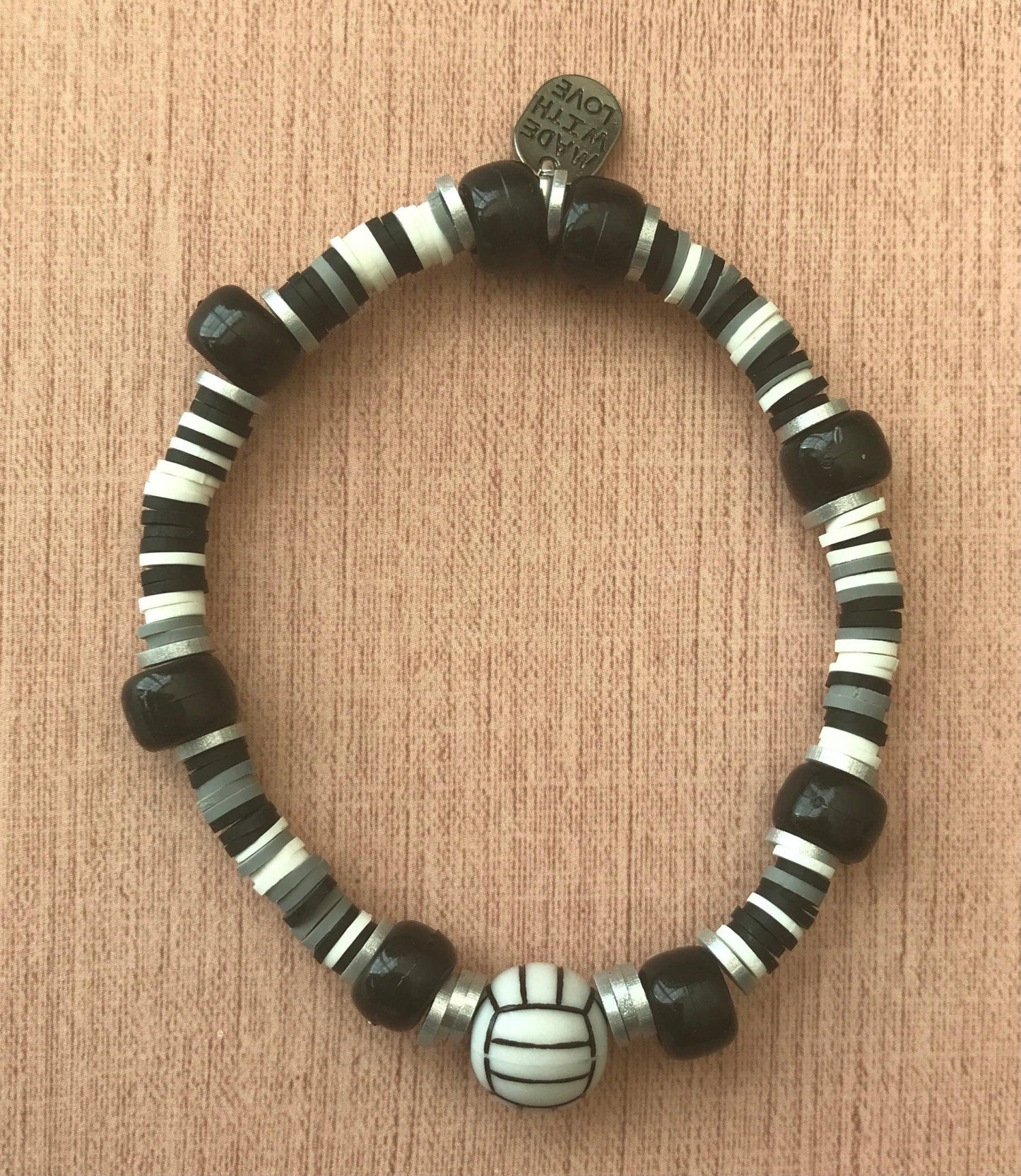 Heishi Beads Black & White Stretch Bracelet | Sport Chic Handmade Jewelry - Distinct Designs