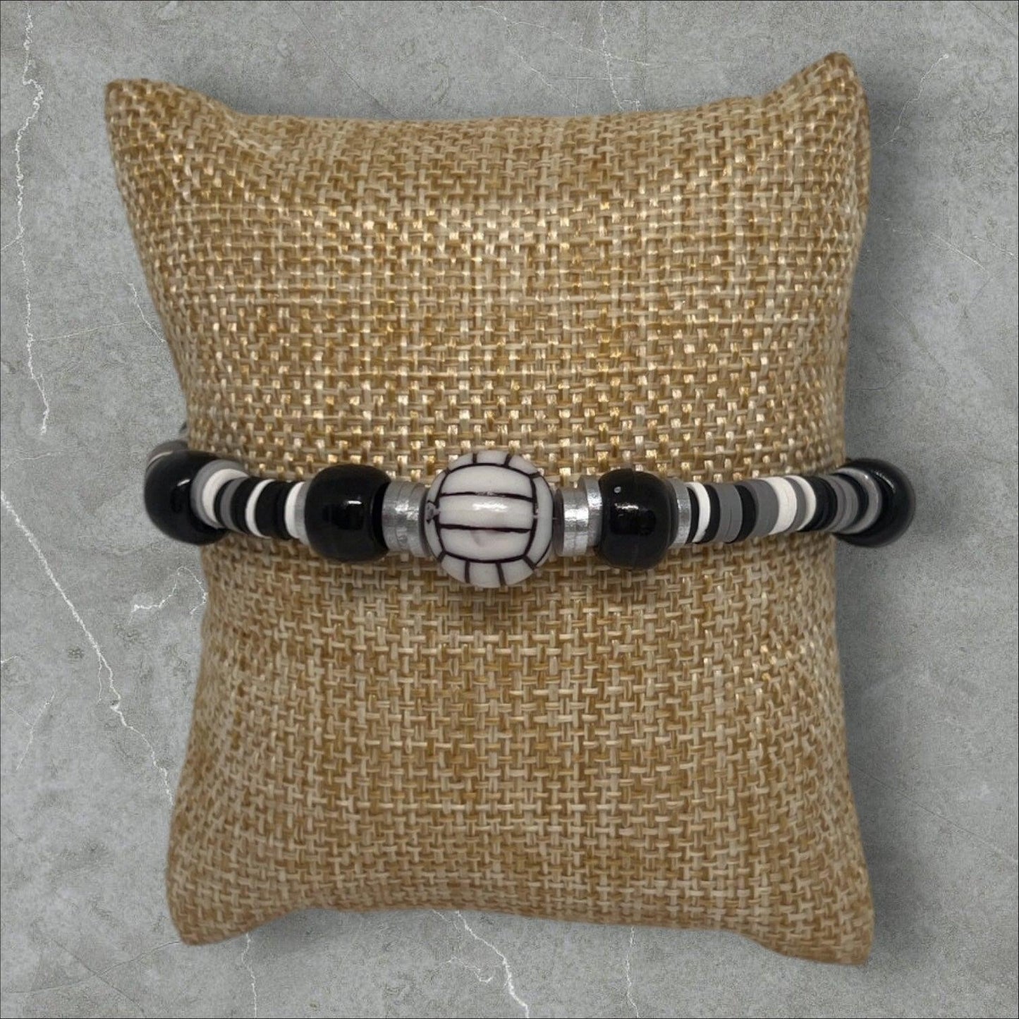 Heishi Beads Black & White Stretch Bracelet | Sport Chic Handmade Jewelry - Distinct Designs
