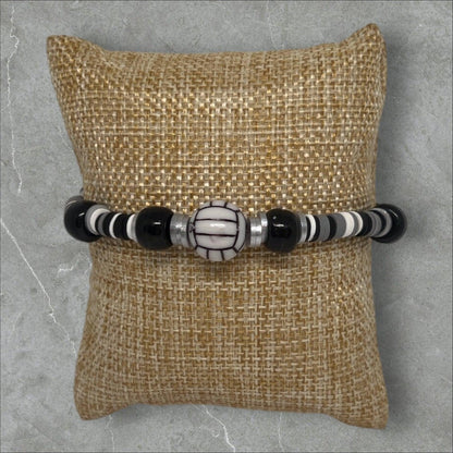 Heishi Beads Black & White Stretch Bracelet | Sport Chic Handmade Jewelry - Distinct Designs
