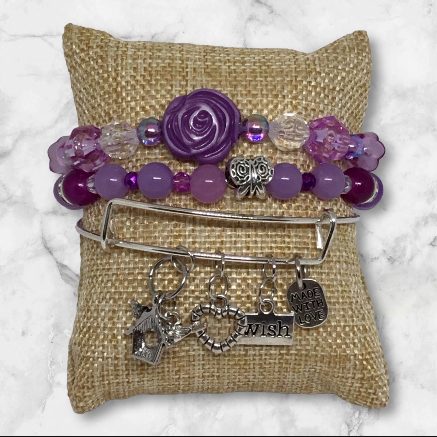 Verbena | Purple Stretch and Bangle Charm Bracelets