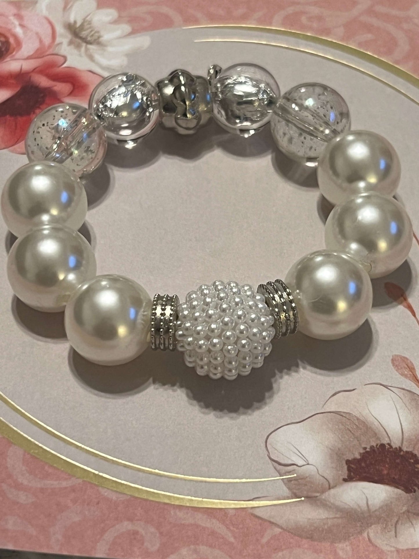 Ice & Snow Bracelet - Large Faux Pearls - Distinct Designs