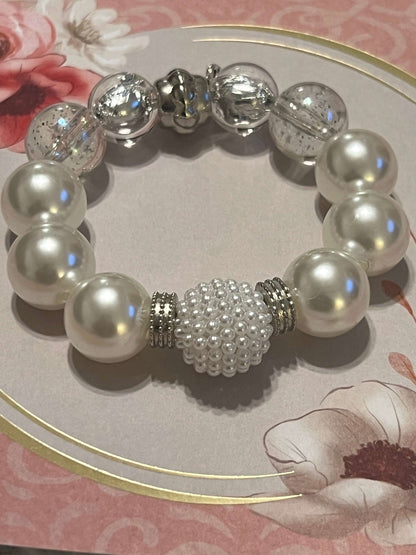 Ice & Snow Bracelet - Large Faux Pearls - Distinct Designs