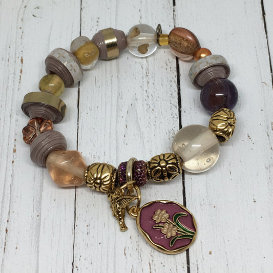 Floral Painting Bracelet | Unique Handcrafted Accessory with Paper Beads - Distinct Designs