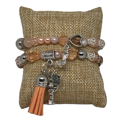 Peach Patio | Classic Beaded Unique Stretch Bracelet Set - Distinct Designs