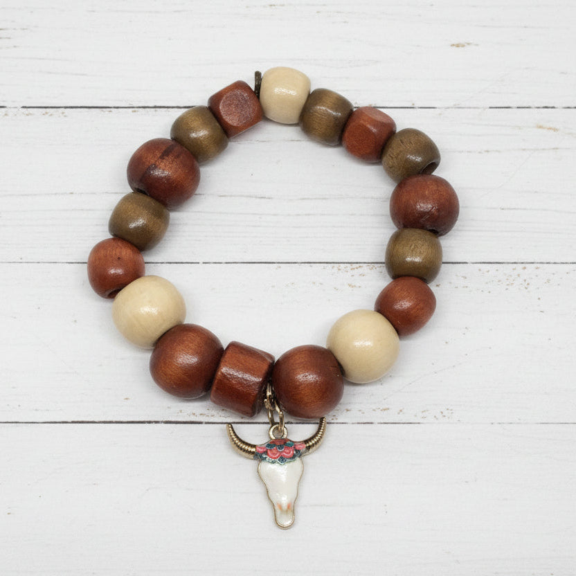 Steer Clear | Western Wooden Beads Earth Tone Bracelet - Distinct Designs