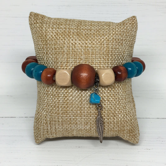 Southwestern Wooden Beads Natural Stone Bracelet Brown - Distinct Designs