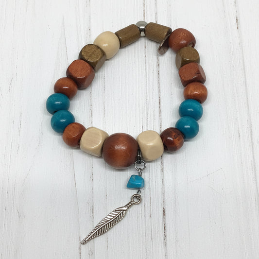 Southwestern Wooden Beads Natural Stone Bracelet Brown - Distinct Designs