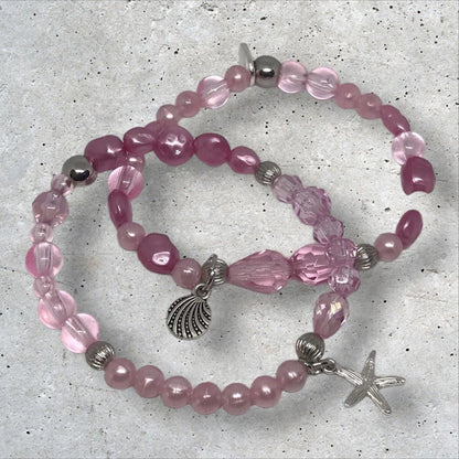 Pink Island | Dainty Beachy Stretch Bracelet Set - Distinct Designs