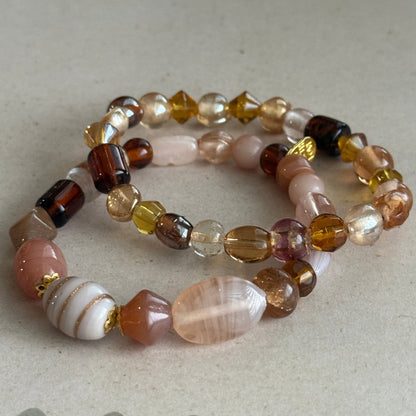 Lampwork Glass Beaded Bracelet Set | Boho Chic Handmade Jewelry - Distinct Designs