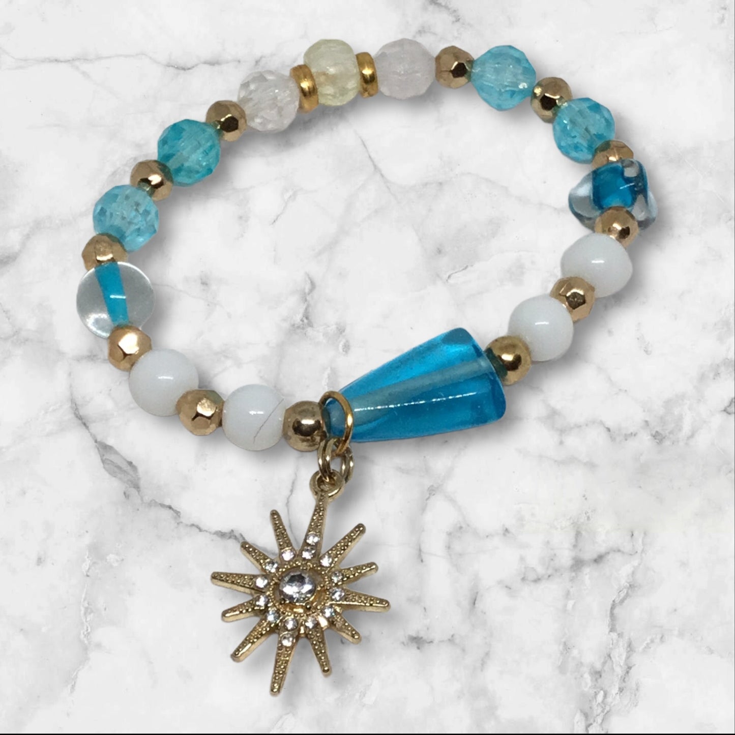 Celestial-Inspired Bracelet Turquoise and White Beads