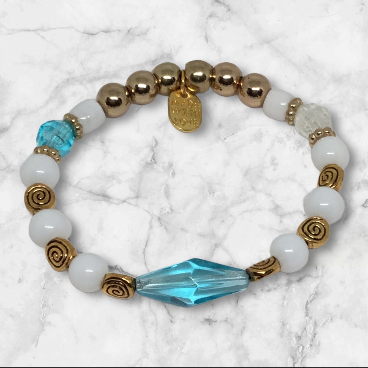 Celestial-Inspired Bracelet Turquoise and White Beads