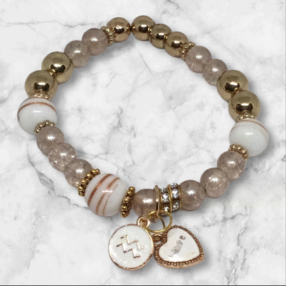 Aquarius Charm Bracelet Set | Elegant Gold & Pearl Accents