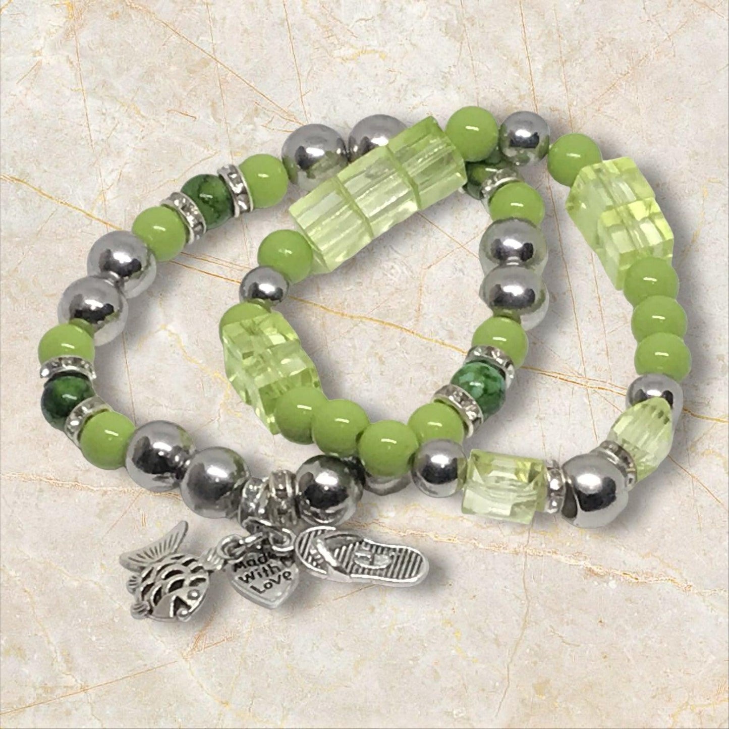 Mellow Moss Bracelet Set - Cool & Beachy Vibes - Distinct Designs