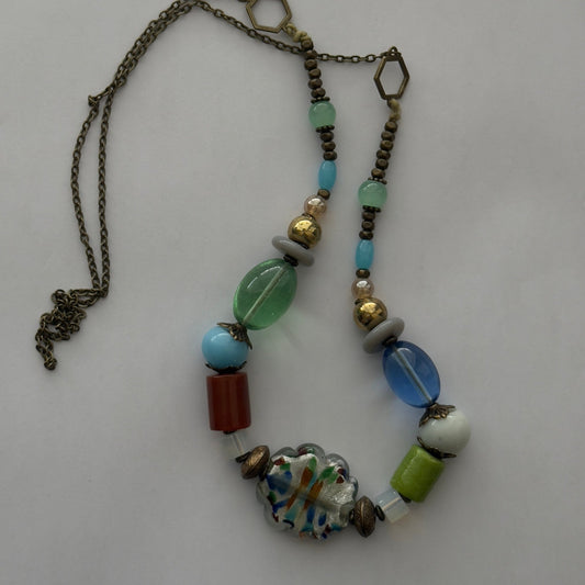 Mixed Media Beaded Chain Necklace | Boho Chic Handmade Jewelry - Distinct Designs