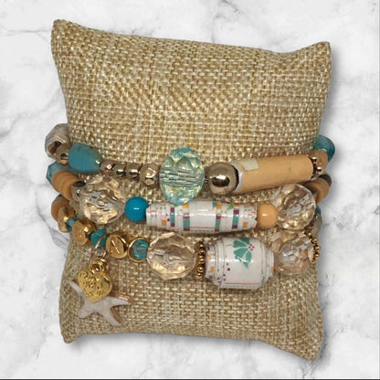 Mixed Media Beaded Charm Bracelet Set | Coastal Landing Handmade Jewelry - Distinct Designs
