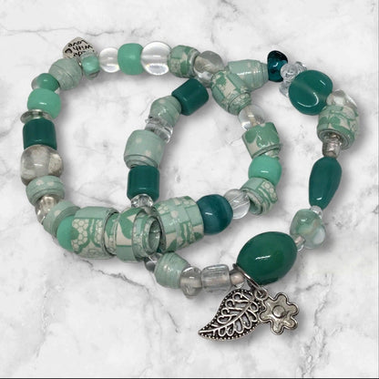 Mixed Media Bracelet Set | Nature - Inspired Elegance Handmade Jewelry - Distinct Designs