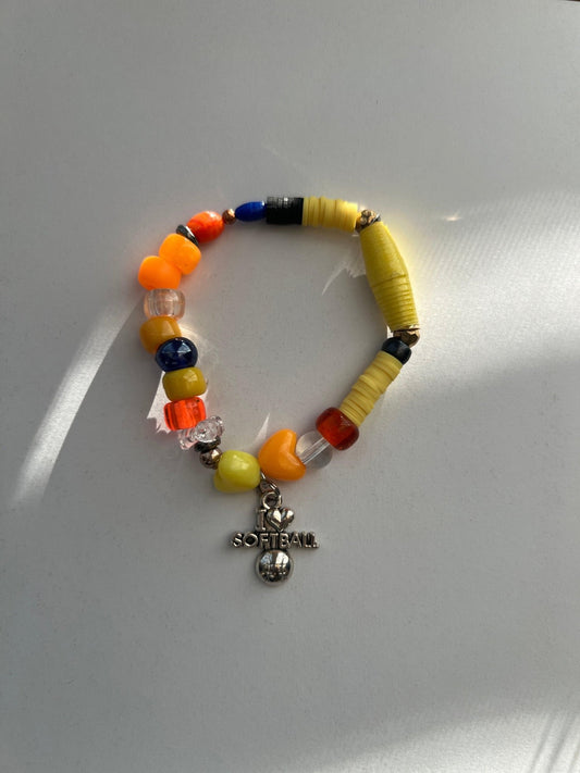 Mixed Media Softball Friendship Bracelet Set | Sporty Chic Handmade Jewelry - Distinct Designs