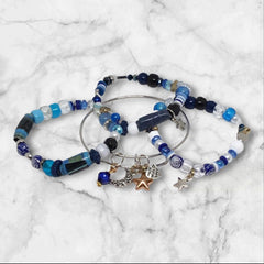 MIxed Media Stretch & Bangle Bracelets | Zodiac Charmed Handmade Jewelry - Distinct Designs
