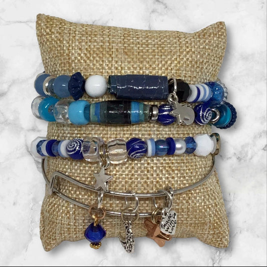 MIxed Media Stretch & Bangle Bracelets | Zodiac Charmed Handmade Jewelry - Distinct Designs