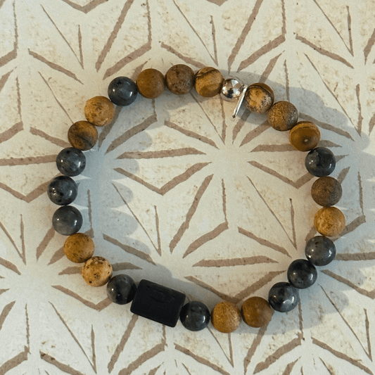 Natural Gemstone Beaded Stretch Bracelet | Celestial Shadows Handmade Jewelry - Distinct Designs