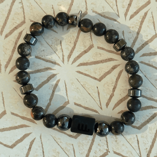 Natural Gemstone Beaded Stretch Bracelet | Celestial Shadows Handmade Jewelry - Distinct Designs