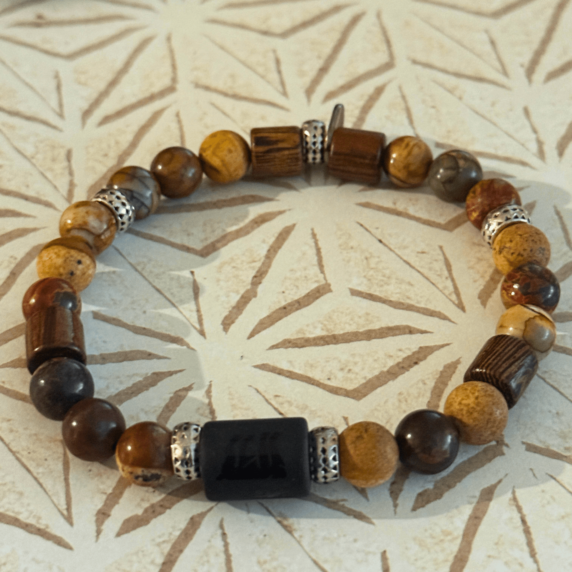 Natural Gemstone Beaded Stretch Bracelet | Celestial Shadows Handmade Jewelry - Distinct Designs