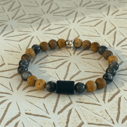 Natural Gemstone Beaded Stretch Bracelet | Celestial Shadows Handmade Jewelry - Distinct Designs