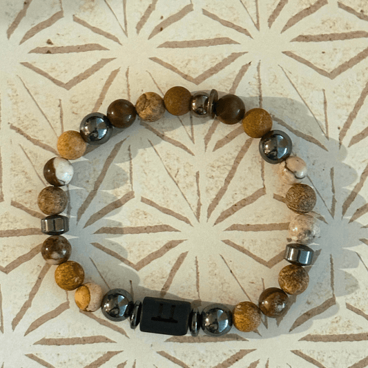 Natural Gemstone Beaded Stretch Bracelet | Celestial Shadows Handmade Jewelry - Distinct Designs