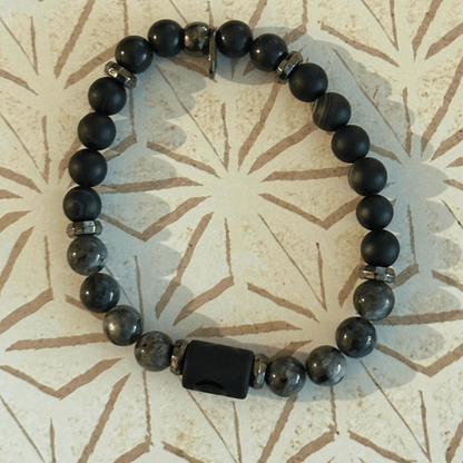 Natural Gemstone Beaded Stretch Bracelet | Celestial Shadows Handmade Jewelry - Distinct Designs