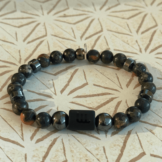 Natural Gemstone Beaded Stretch Bracelet | Celestial Shadows Handmade Jewelry - Distinct Designs