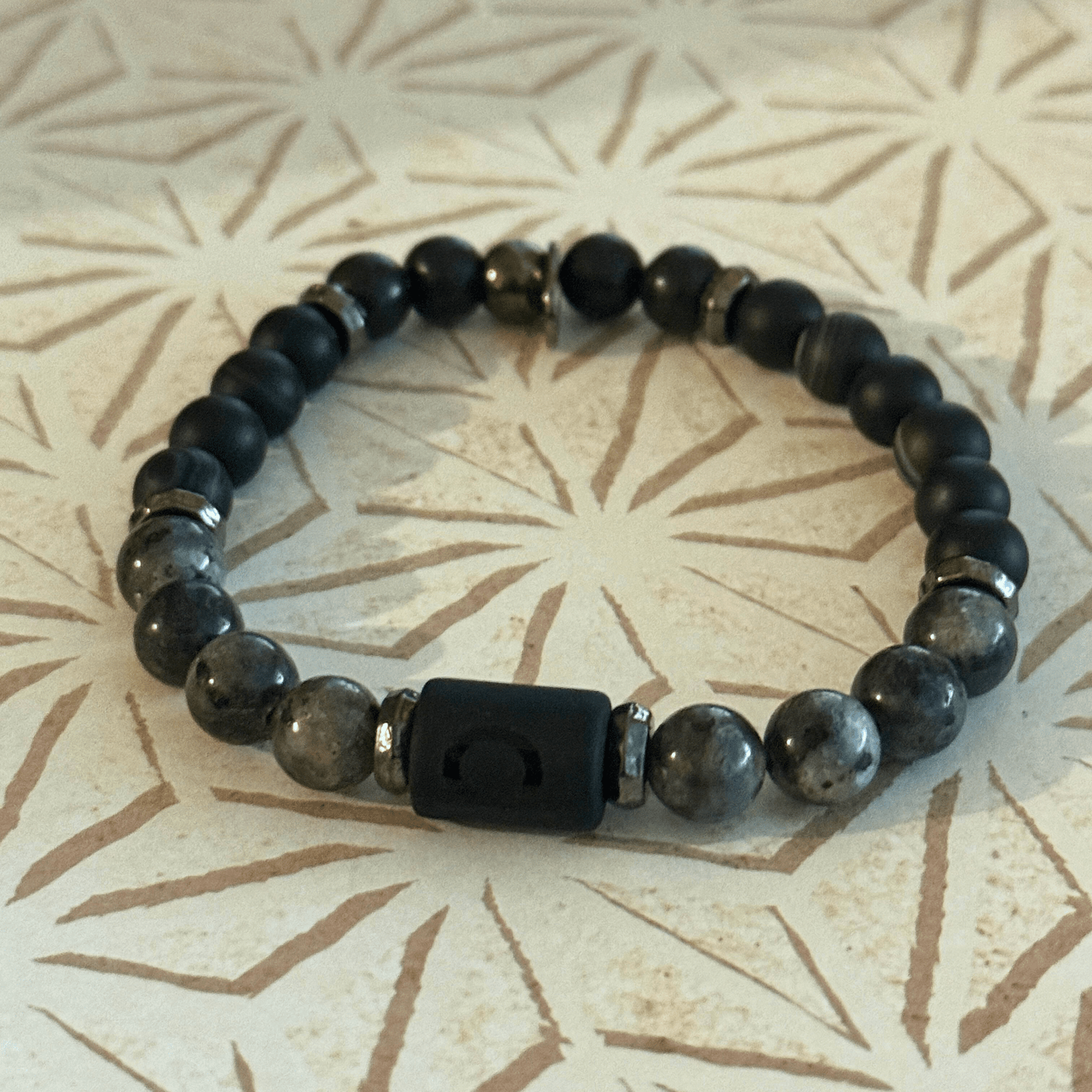 Natural Gemstone Beaded Stretch Bracelet | Celestial Shadows Handmade Jewelry - Distinct Designs