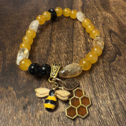 Natural Gemstone Beaded Stretch Bracelet | Nature - Inspired Handmade Jewelry - Distinct Designs