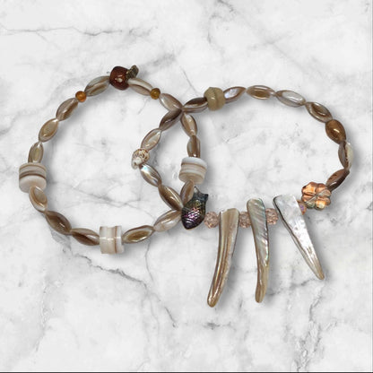 Natural Shell Beaded Bracelet Set |Coastal Landing Handmade Jewelry - Distinct Designs