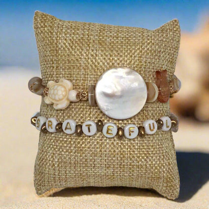 Natural Shell & Stone Bracelet Set | Nature - Inspired Elegance Handmade Jewelry - Distinct Designs