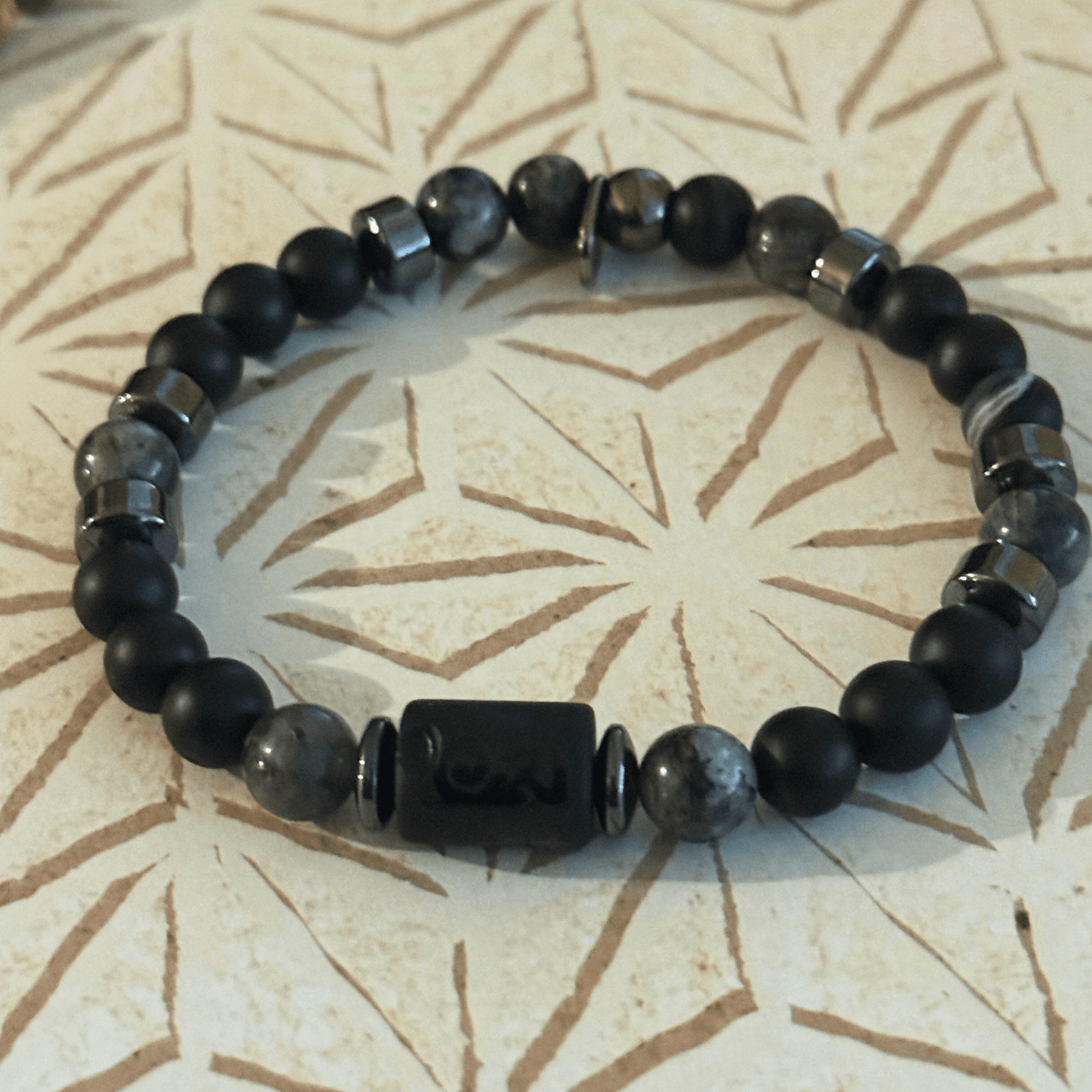 Natural Stone Beaded Stretch Bracelet | Celestial Shadows Handmade Jewelry - Distinct Designs