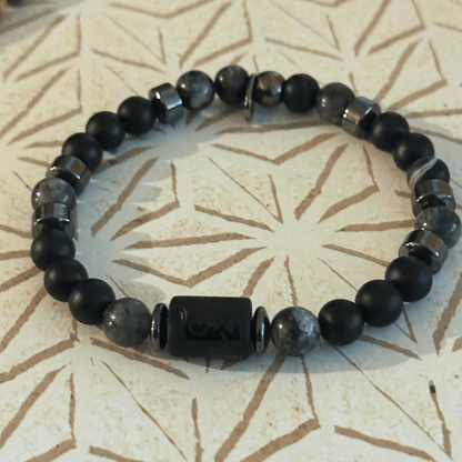 Natural Stone Beaded Stretch Bracelet | Celestial Shadows Handmade Jewelry - Distinct Designs