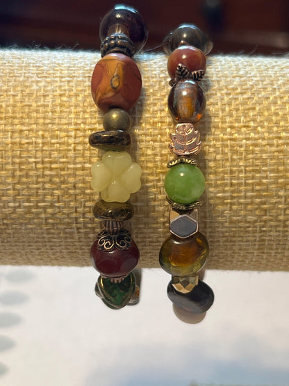 Natural Stone Beaded Stretch Bracelet Set | Nature - Inspired Elegance Handmade Jewelry - Distinct Designs