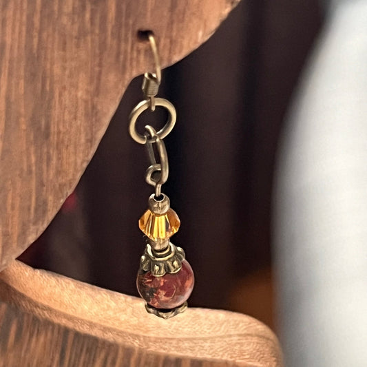 Natural Stone & Crystal Dangle Earrings | Nature - Inspired Elegance Handmade Jewelry - Distinct Designs