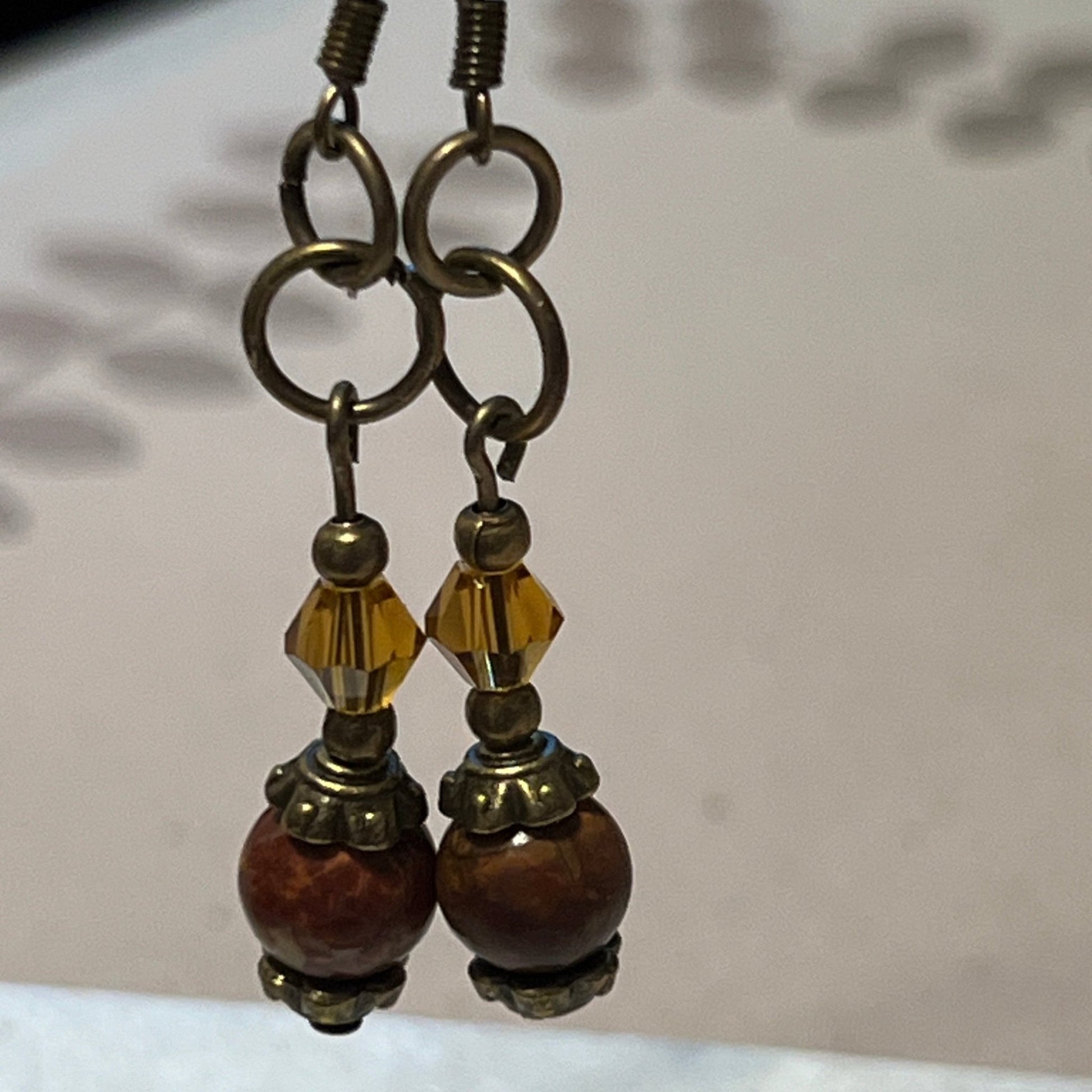 Natural Stone & Crystal Dangle Earrings | Nature - Inspired Elegance Handmade Jewelry - Distinct Designs