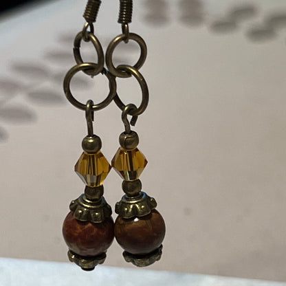 Natural Stone & Crystal Dangle Earrings | Nature - Inspired Elegance Handmade Jewelry - Distinct Designs