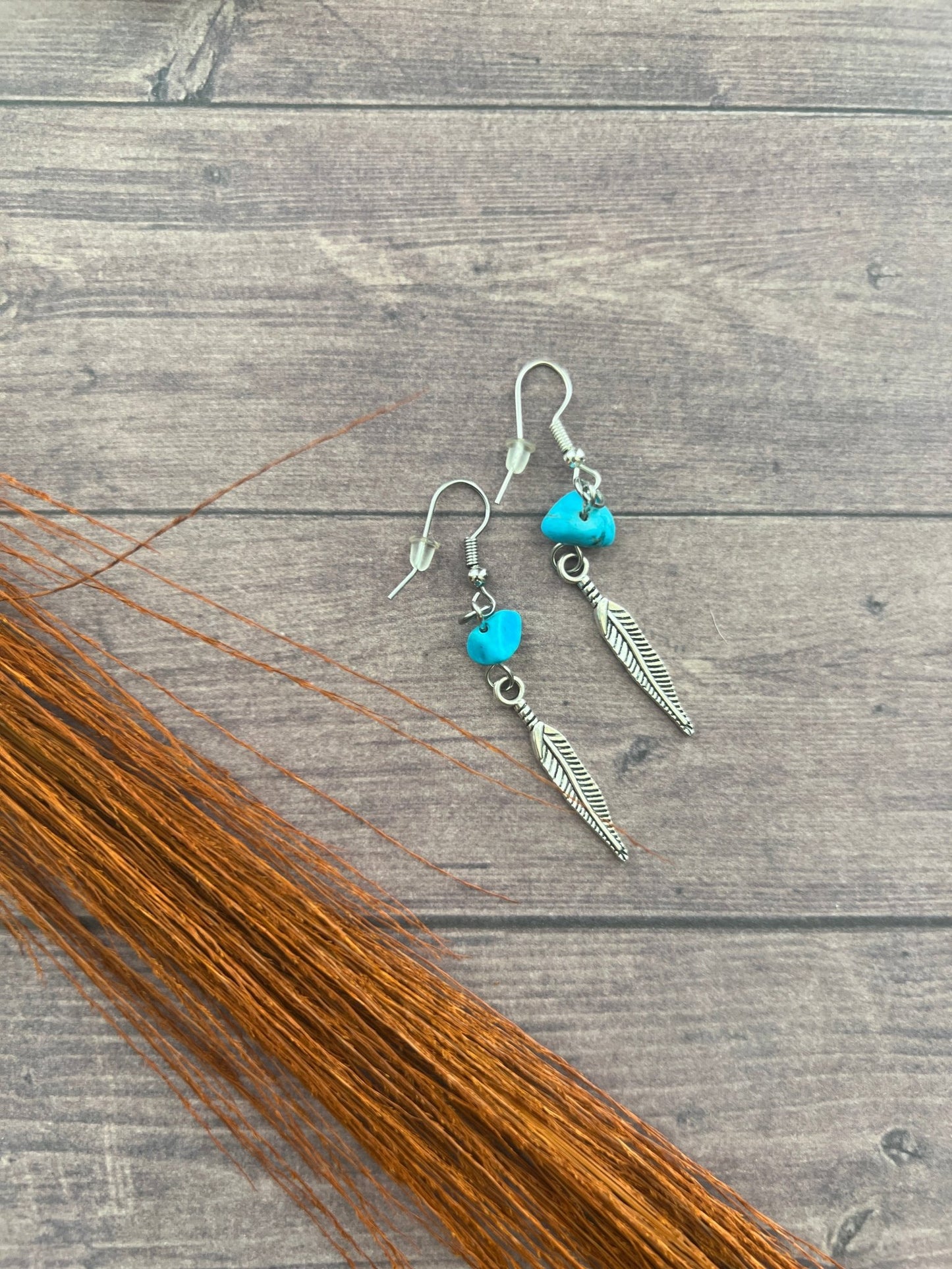 Natural Stone Feather Dangle Earrings | Southwestern Tribal Boho Handmade Jewelry - Distinct Designs